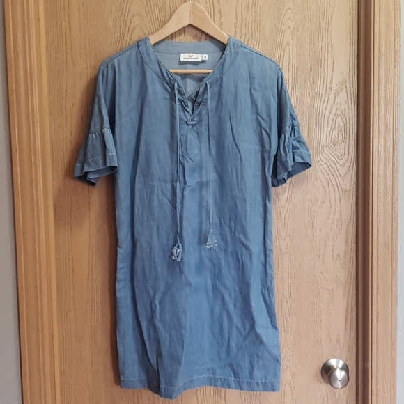 Vineyard Vines Dresses & Skirts - Vineyard Vines linen blend blue chambray tunic dress Size 00